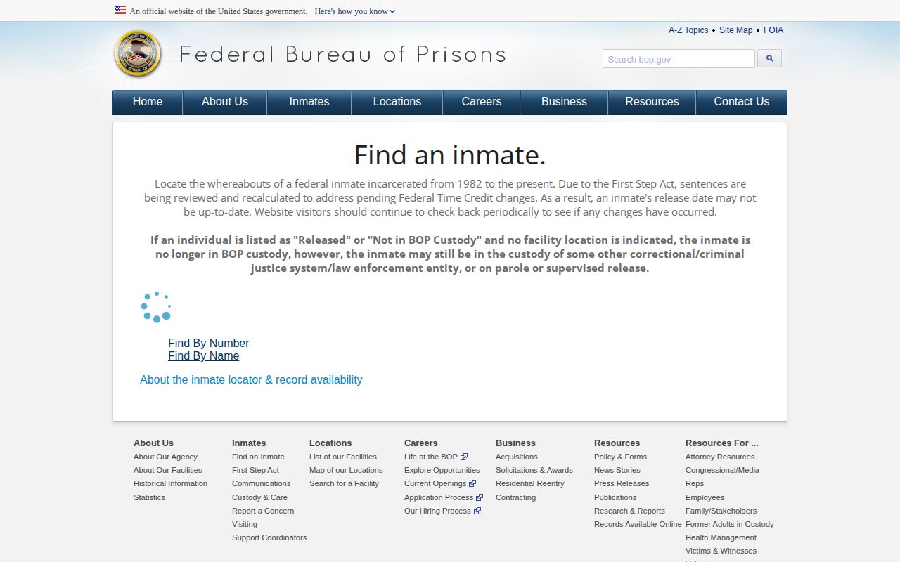 BOP federal released inmate search for a Mason County case