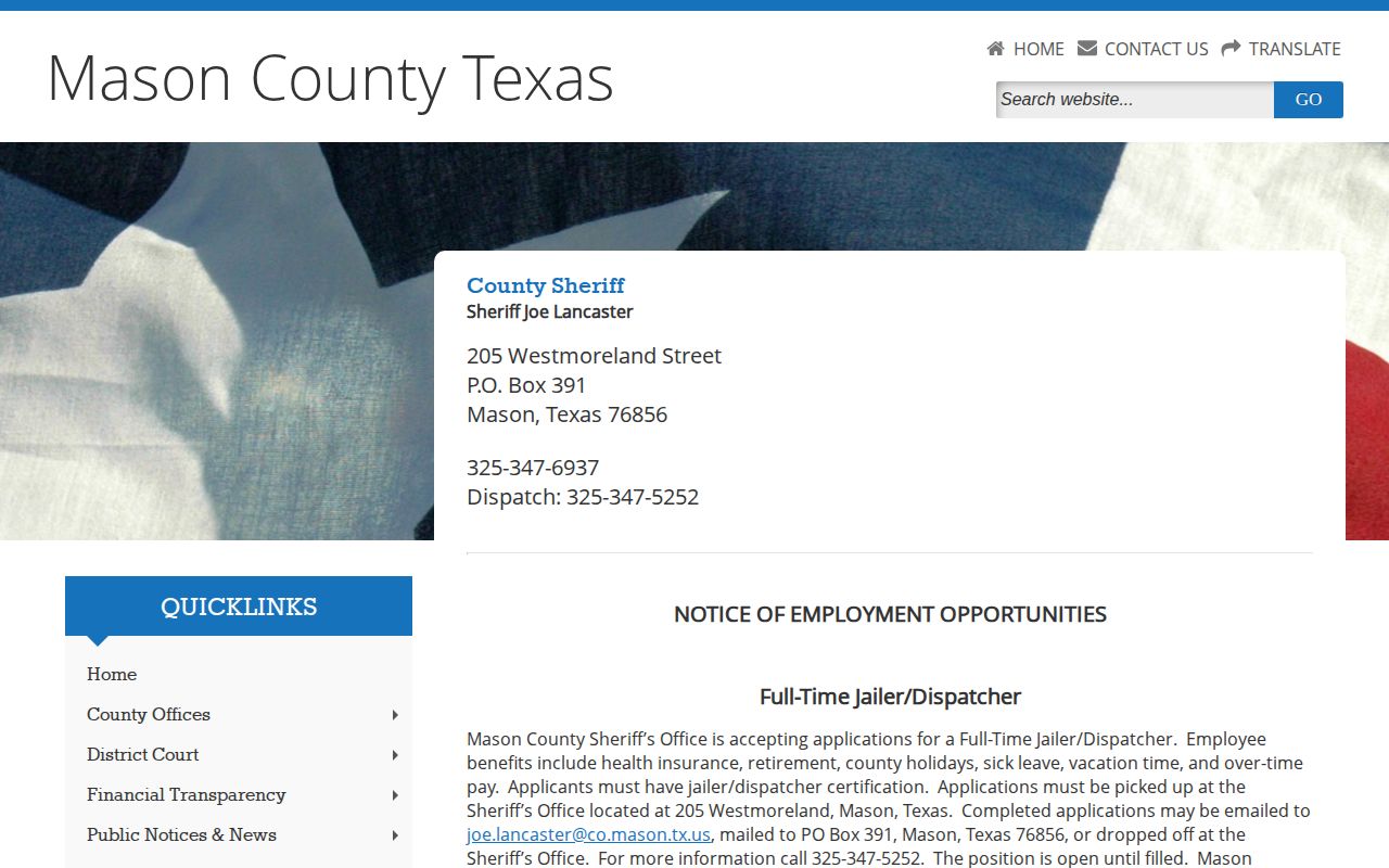 Mason County Sheriff source for released inmate verification