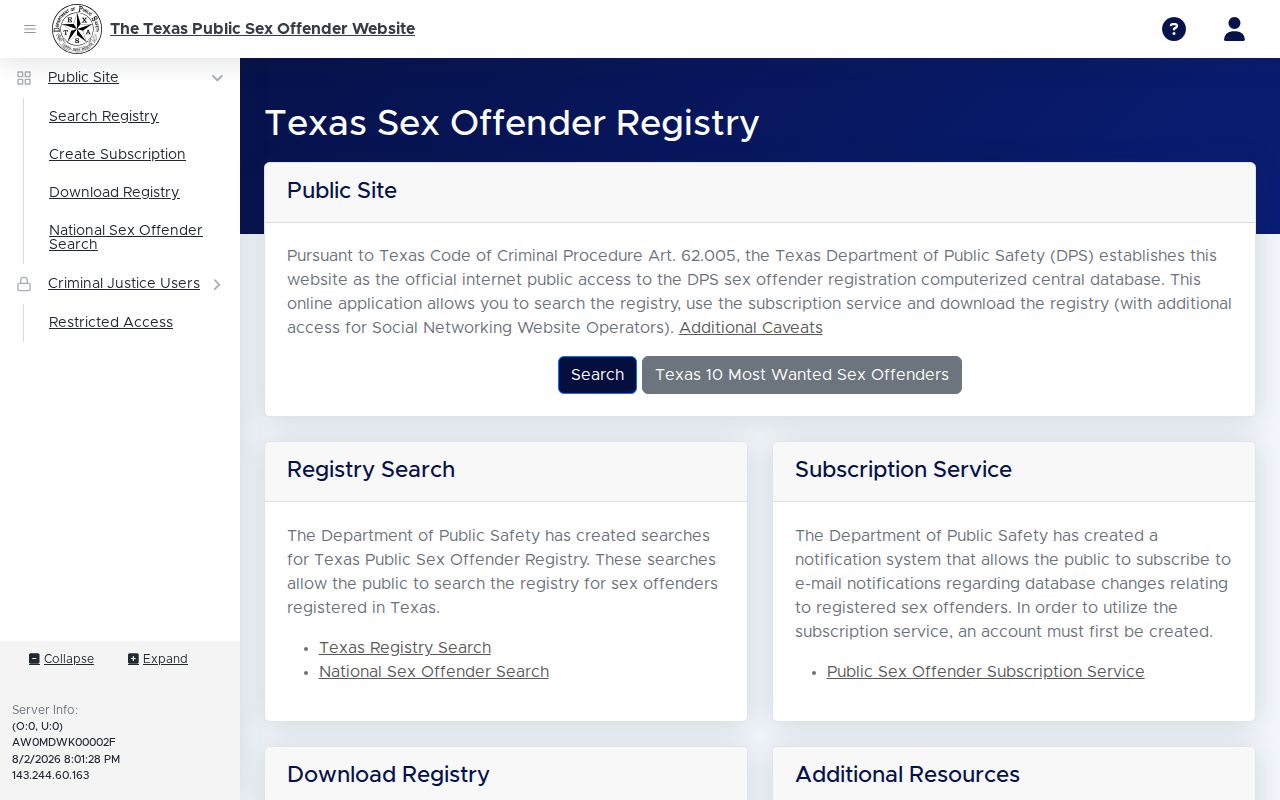Texas DPS Public Sex Offender Registry search for qualifying Mason County registrants